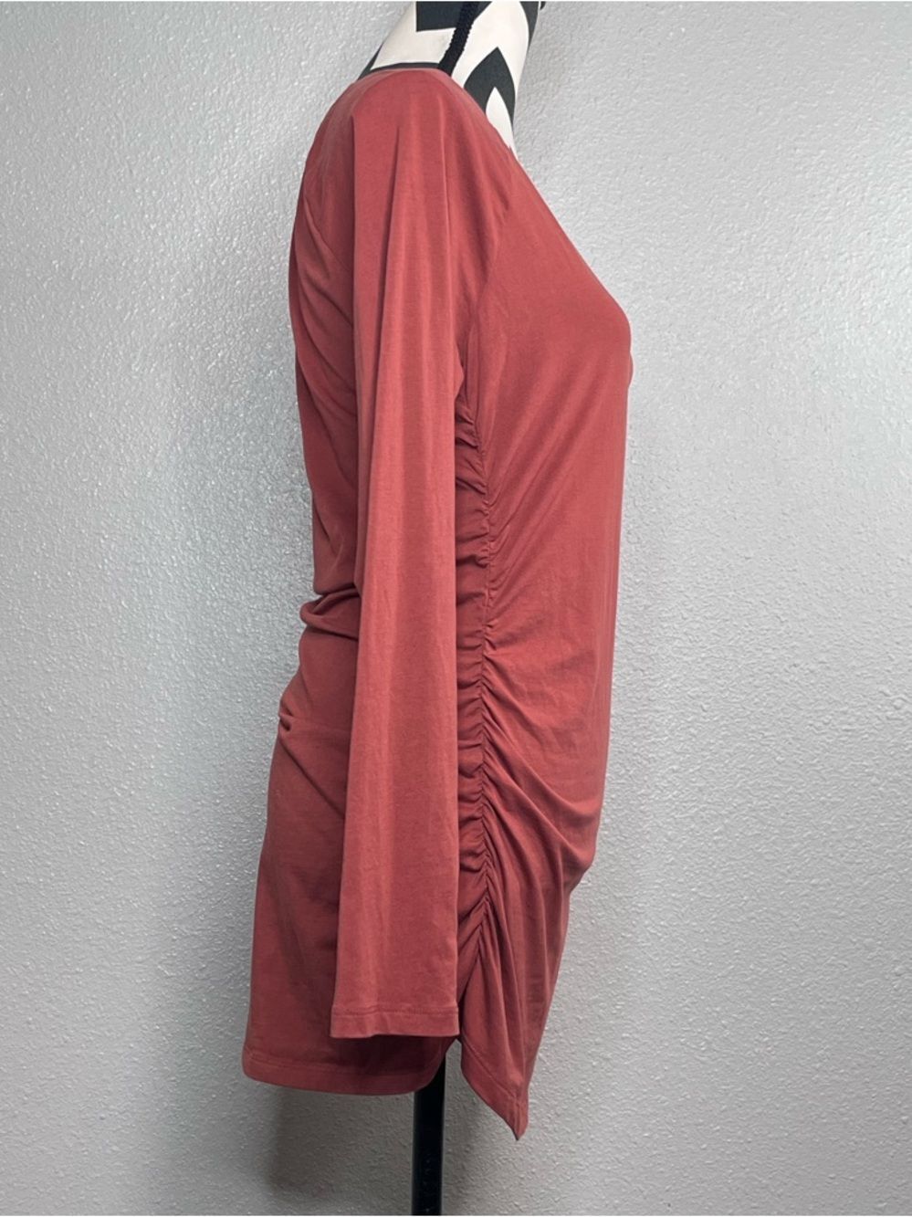 Sundance Boho V-Neck Clay Runched Side Long-Sleeve Tunic Top Sz M - Picture 7 of 10